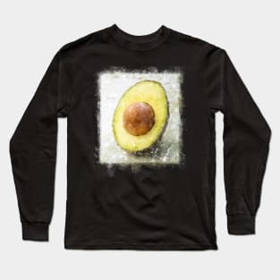 Hand Painted Avocado Fruit Vegan Shirt, Gift for Vegetarians Women and Men Long Sleeve T-Shirt